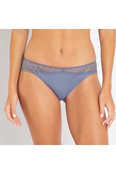 KİABİ Microfibre and lace briefs GREY