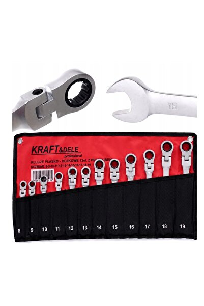 Kraft Ratchet combination wrench set, 8-19 mm, 12 pieces,