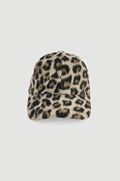 Gusto Leopard Patterned Hat - Beige