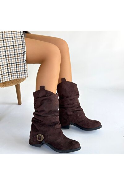 Kanonik Education Canty Brown Suede Bellows Heeled Boots