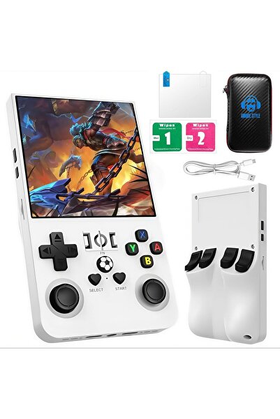 Generic R36MAX Retro Handheld Game Console, 4.0 inch IPS Screen, 128GB White