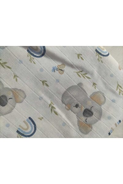 mayakids Baby White Koala and Rainbow Patterned Muslin Blanket