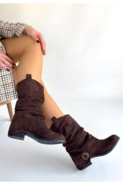 Kanonik Education Canty Brown Suede Bellows Heeled Boots