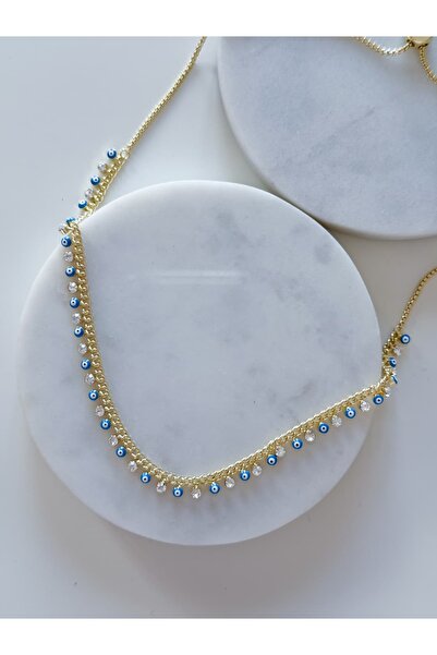 CHARMLUCKY قلادة العين الزرقاء من السلسلة الخاصة مع مصعد