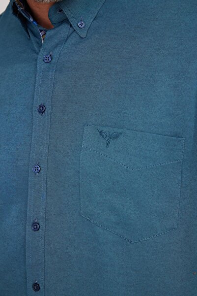 Tudors Ανδρικό πουκάμισο με κλασική εφαρμογή και κλασική εφαρμογή με κουμπιά, βαμβακερό, εύκολο στο σιδέρωμα, μονόχρωμο πράσινο πουκάμισο Oxford