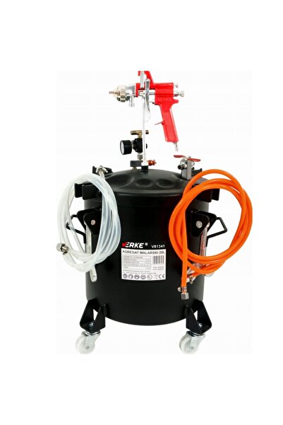 VERKE Pistol de vopsit pneumatic cu vas sub presiune separat de 10 litri, duza 2 mm,