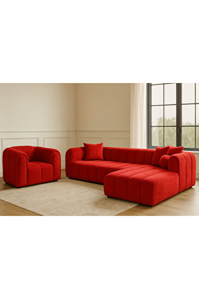 Mododizayn LOTUS SAĞ KÖŞE BERJER TAKIMI KIRMIZI