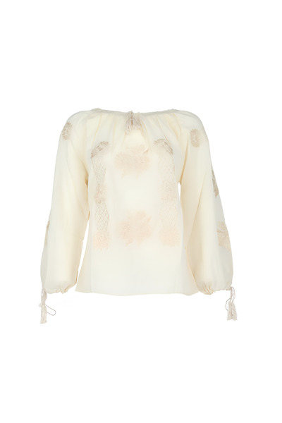 Inovius Ie Traditionala Crem cu Motiv Floral Auriu- IML25 3XL