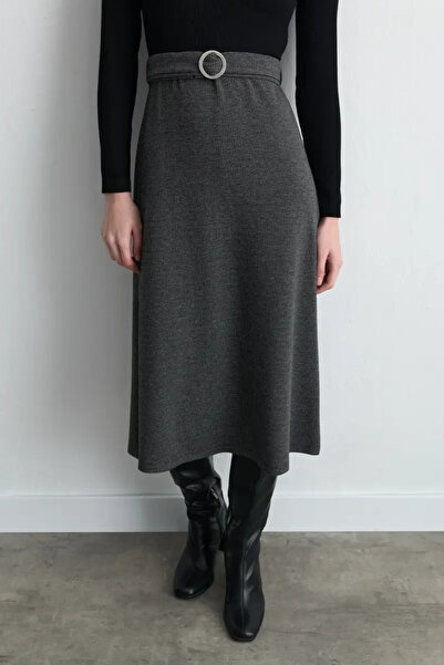 Gusto Beli Belted Viscose Dress - Black