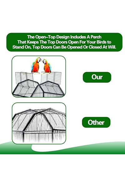Lichico Bird Cage, Large Parrot Breeding Open-Top Standing Cage with Rolling Stand, Black (96x46x46 cm)