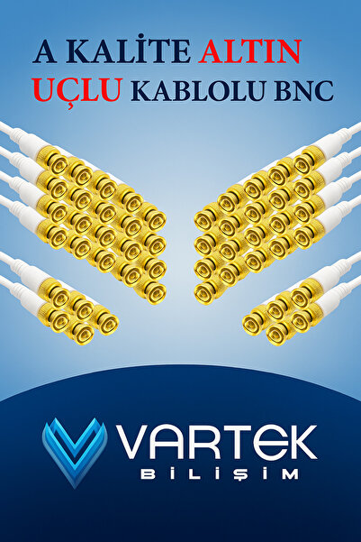 VARTEK BİLİŞİM 10 Adet Hazır Kablolu BNC Konnektör – CCTV Güvenlik Kamerası İçin Video ve Güç Kablosu Seti