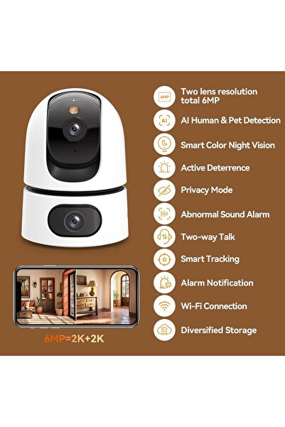 Imou 6MP Dual-Lens Indoor Security Camera (Ranger Dual) - 3MP+3MP, Pan/Tilt, 2-Way Audio, Human Dete
