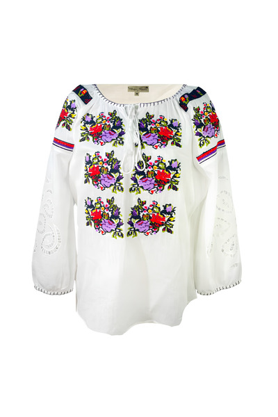 Inovius Bluza Alba cu Motiv Floral Multicolor - BMG178 S