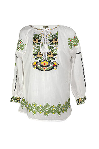 Inovius Λευκή μπλούζα με πολύχρωμο floral μοτίβο - BMG73 XXL