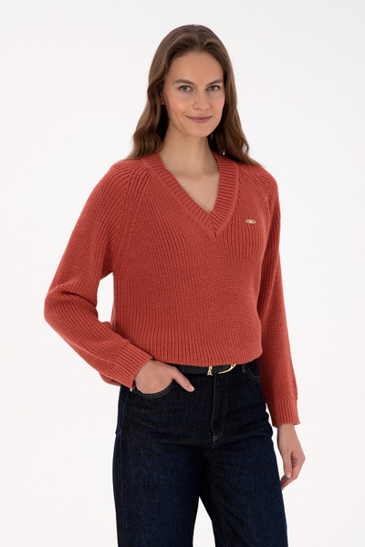 U.S. Polo Assn. Women's Dusty Rose V-Neck Sweater 50314934-Vr026