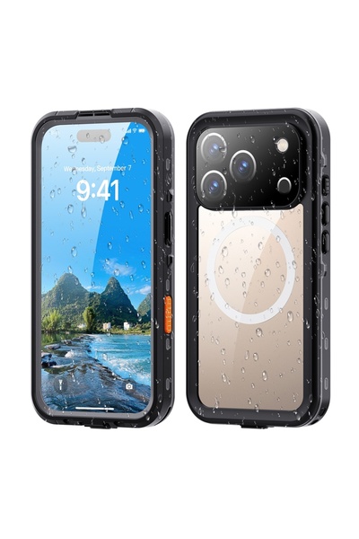 ShellBox Carcasă pentru iPhone 17 Pro, impermeabilă IP68, corp complet, protecție, rezistentă la apă și praf, neagră