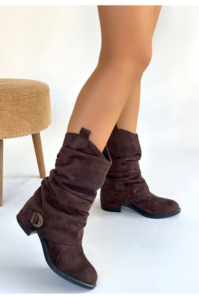 Kanonik Education Canty Brown Suede Bellows Heeled Boots