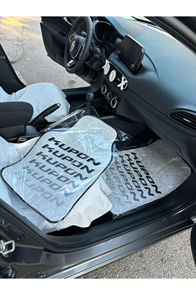 CAROTE Kupon beyaz dekor baskılı oto halı paspas takımı (koruma ambalajlı) ön arka takım