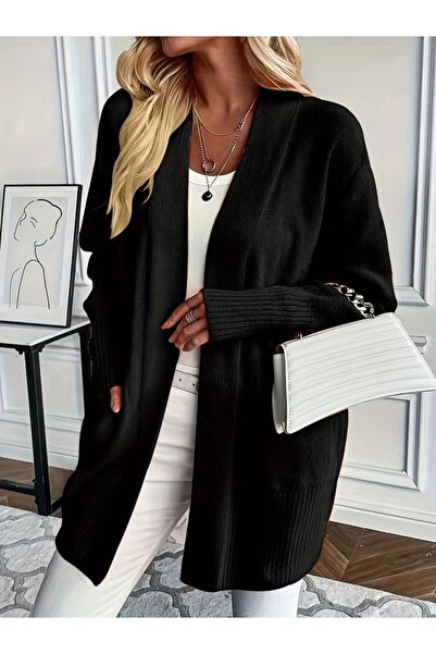 buğrahayalin Women's Long Sleeve Open Front Knit Cardigan