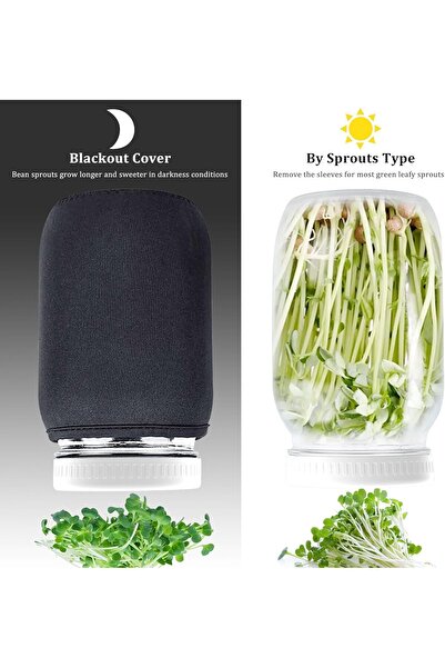 Generic Sprouting Jar with Stainless Steel Lid, Stand and Shade Cover – 1 L, Dishwasher Safe