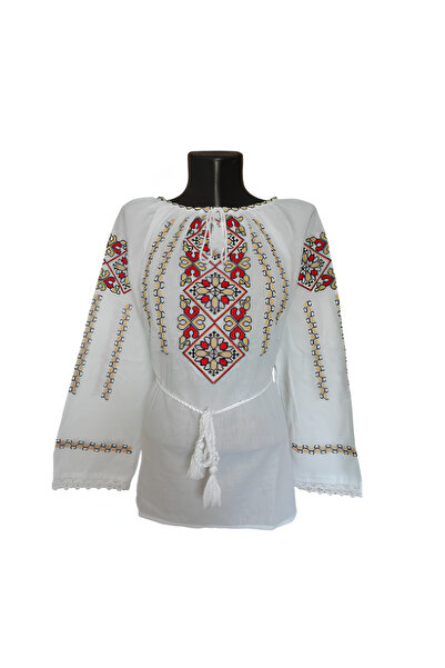 Inovius Ie Traditionala Alba cu Motiv Floral Multicolor- IML28 L