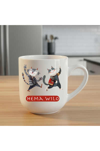 ZERYA Hema Wilo Elite White Mug - Kurdish Hema Wilo Plain Elite Cup
