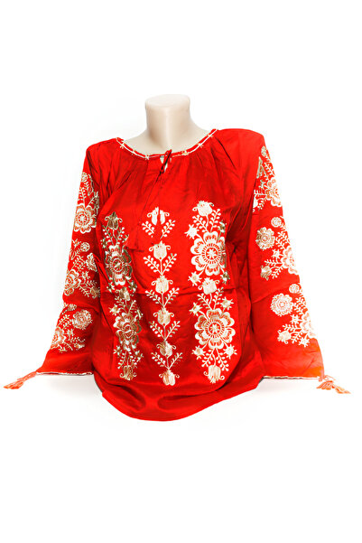 Inovius Bluza rosie cu motiv floral auriu - BMG126 S