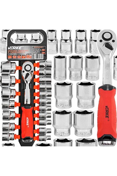 VERKE Σετ κλειδιών καρυδάκι με καστάνια, 19 τεμάχια, 1/2,