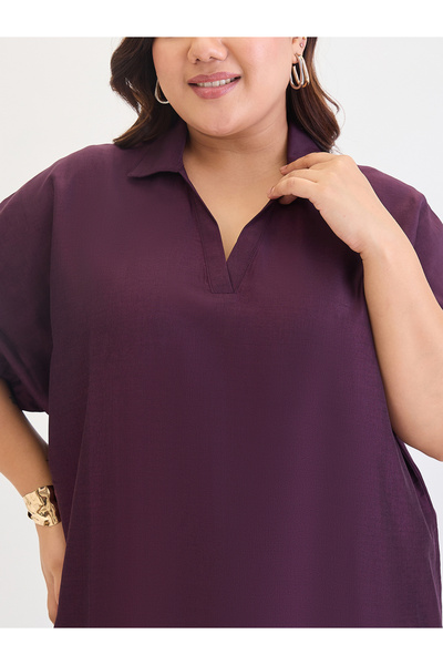 Femmella By Styli Plus Size Purple Shift Maxi Dress