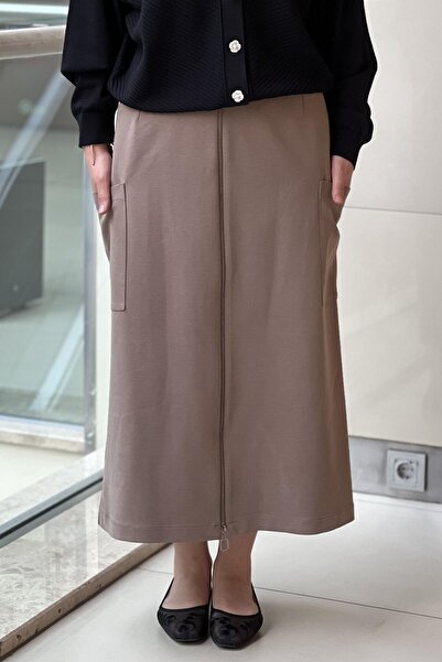 sentez giyim Φούστα με φερμουάρ Sentez 5469 με λεπτομέρεια τσέπης