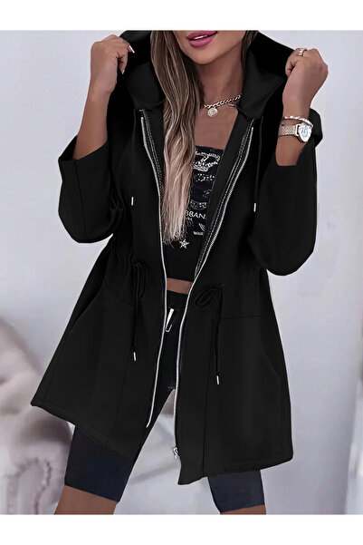 Take Two By Styli Plus Size Longline Zip-Up Hooded Jacket
