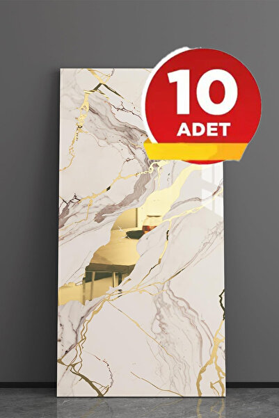 Bien Home 10 Adet, 30x60cm Gold Bej Damar Mermer Desenli Kendinden Yapışkanlı...