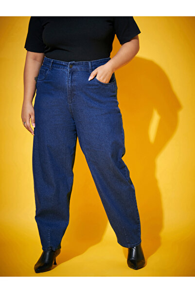 Sassafras By Styli Plus Size Blue Wash Balloon Fit Jeans