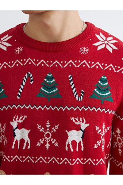 LC Waikiki Xside Crew Neck Christmas Themed Men's Knitwear Sweater