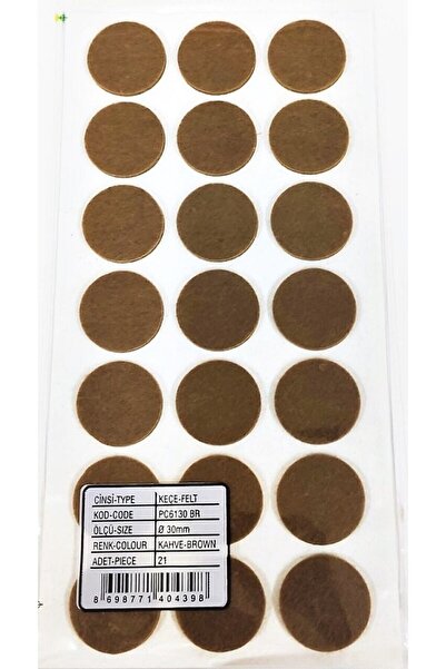 ZUZU MADE 21 Adet 3 cm Yapışkanlı Sandalye Masa Koltuk Altı Parke Koruma Keçesi Ses Engelleyici Zemin Koruyucu