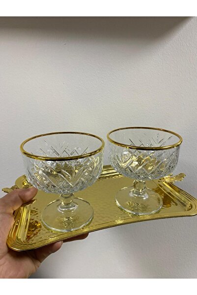 Paşabahçe Tımeless Gold Dondurmalık 2li Cam Ayaklı Kase