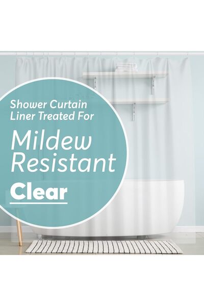 Generic Big Foot PEVA Shower Liner 72×72 with Stainless Metal Rings & 3 Magnetic Weights, Clear