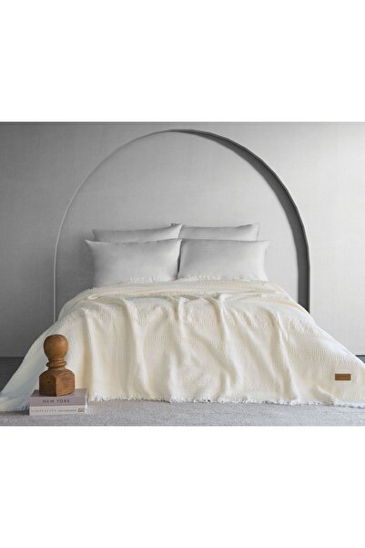 Dantela Strada Corded Fabric Bedspread Set - Cream