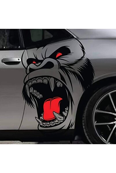 Avex Set de 2 stickere autoadezive Tuning în două culori, model "Gorilla", culoare Negru + Roșu