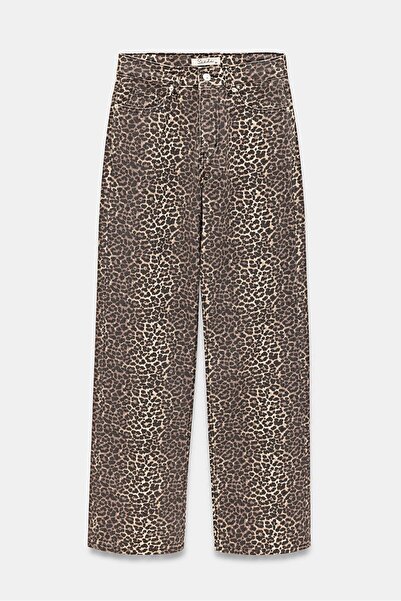 Saade Women's Leopard Print High Waist Wide Leg Jean Pants - Wild Look