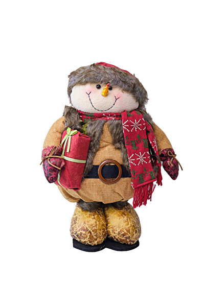 velve Тематична декорация, празничен снежен човек, с подарък, 45 см