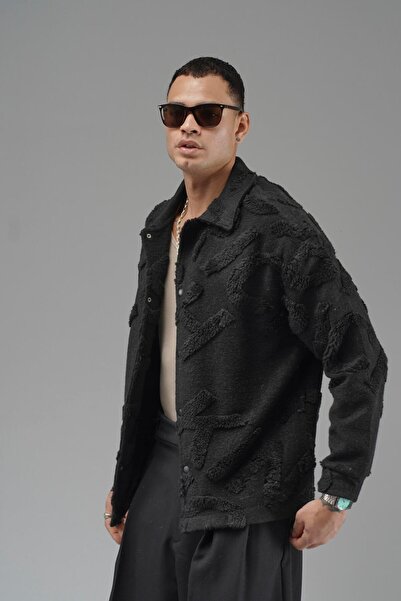 king brich Kingbrich Written Shirt with Snap Closure on the Front, Plush Collar