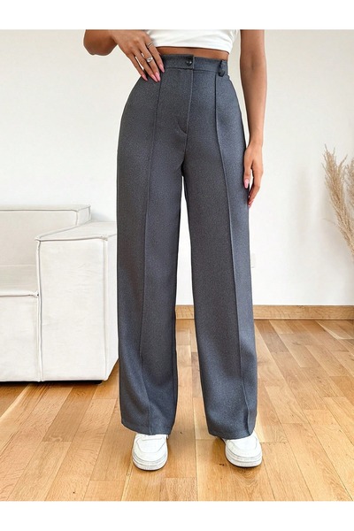 ROAVA Kadın Füme Yüksek Bel Rahat Kalıp Bol Paça Pantolon