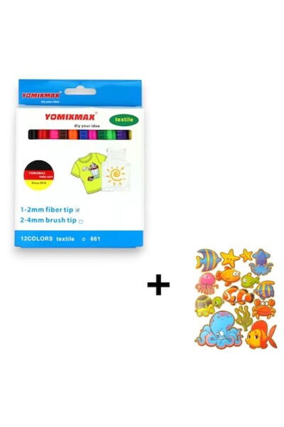 OEM Set de 12 markere textile pentru pantofi, tricou, șapcă + 12 autocolante ...