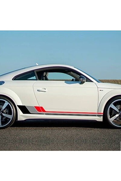 Avex Set de 2 stickere autoadezive tuning, model "Racing Stripes V2", culoare Negru + Gri + Roșu