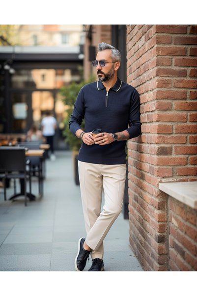 higo Old Money Men's Half Zip Knit Sweater