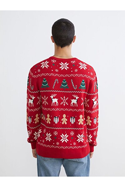 LC Waikiki Xside Crew Neck Christmas Themed Men's Knitwear Sweater