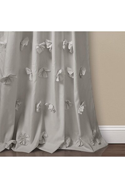 Lush Decor Riley Light Gray Ruffled Decorative Window Curtain Panel, 84 x 54 in, Polyester