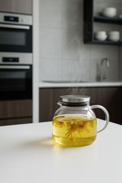 Buğra Home METAL KAPAK ISIYA DAYANIKLI ÇAY/KAHVE/BİTKİ ÇAYI DEMLİĞİ/1000ML