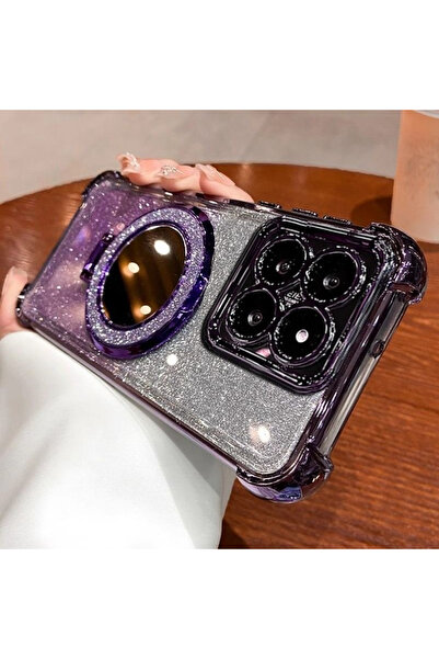 Generic Magnetic Glitter Case for Xiaomi 15T，Sparkly Stand，Makeup Mirror，Gradient Xiao mi 15 T 5G Cover